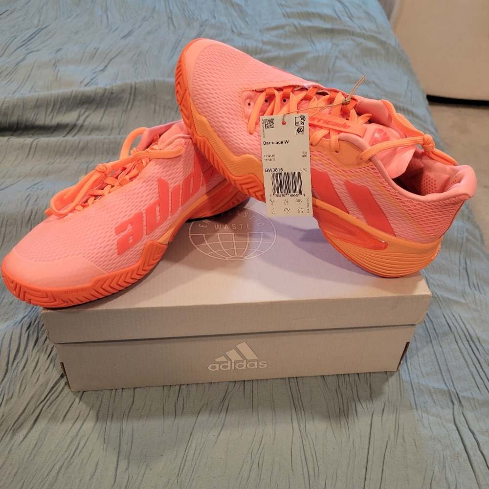 adidas Coral Orange Women's Tennis Shoe - Picture 2 of 8